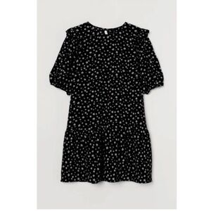 H&M Black Mini Dress with White Floral Motif